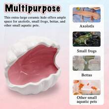 Large Cute Ceramic Aquarium Decor, Shell Shaped Fish Tank Hiding Cave, Suitable For Fish To Play Or Hide, Pink - Happy Aquarium - View 6
