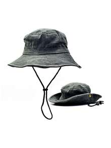 1pc Solid Color Washed Vintage Bucket Hat, Western Cowboy Hat, Foldable Bucket Hat For Outdoor Hiking Camping, Sun Protection Hat For Spring Summer Autumn, Suitable For Students And Couples Beach,Holiday,Travel - A - View 13