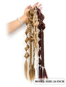 24 Inch Ponytail Wig Female Bubble Braid Mixed Color Twist Braids Hair Extensions Ponytail Lantern Braid For Women - Multicolor - View 3