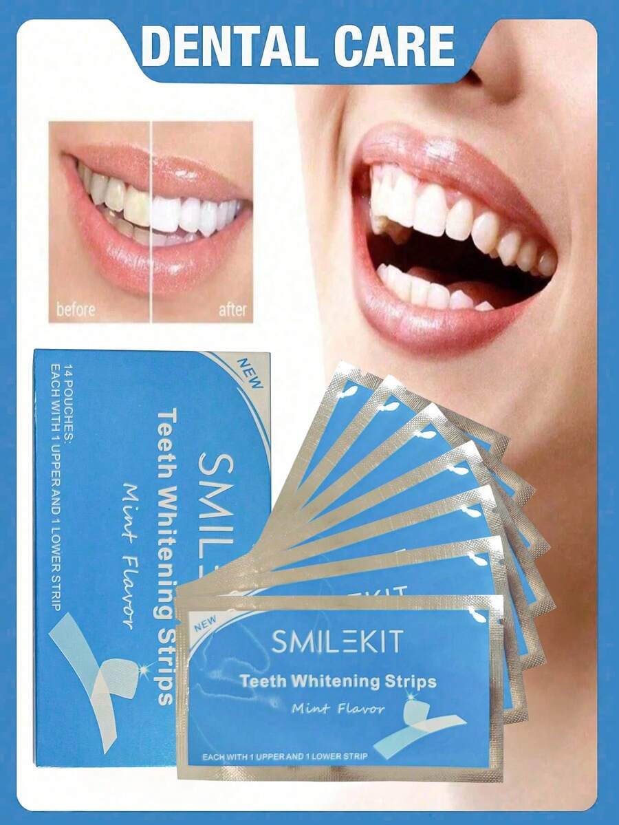 1 Box Oral Hygiene Tools, Teeth Whitening Strips, Oral Care, Double-Sided Flexible Whitening Strips - Multicolor - View 1