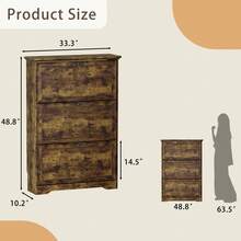 Shoe Cabinet For Entryway, Slim Shoe Storage Cabinet With Adjustable Shelves, Wooden Rack And Organizer For Small Spaces, Closet, Hallway - Brown 3 Doors - View 2