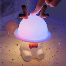 High Quality Cute LED Night Light, Rechargeable Silicone Cartoon Cat Design Adorable Animal Night Lamp - Multicolor - View 6