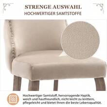 Grey Velvet Dining Chair With Button Tufting, Solid Wood Frame, Grey - Beige - View 11