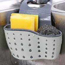 1pc Kitchen Organizer, Adjustable Snap Sink Sponge Holder, Kitchen Hanging Drain Basket, Kitchen Gadget - Beige - View 7