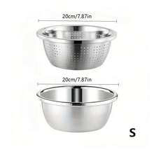LAISONWARE 2 Packs Heavy-Gauge Stainless Steel Colander Set - Micro-Perforated Filter Bowls For Washing Vegetables, Fruits & Draining Pasta | Dishwasher & Rustproof | Spring Kitchen Organization Essential - Multicolor - View 15