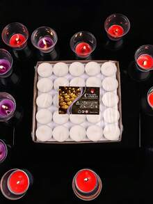 50pcs/Set Smokeless Mini Tea Light Candles Set, Unscented Candles, Suitable For Anniversary Dinner, Wedding, Valentine's Day Decoration - Multicolor - View 10