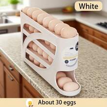 1PC Automatic Egg-Filling Refrigerator Rack. Automatically Slides Down. Saves Effort And Space. Large-Capacity Stackable Egg Storage Organizer. Makes Storing Eggs Easier. Significantly Increases Kitchen Space. Kitchen Refrigerator Egg Freshness Storage Box. A Great Helper For The Home - (Chứa 30 quả trứng) Lòng trắng - Xem 13