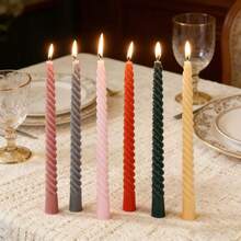 4Pcs 25cm/9.8" Twisted Taper Candles, Dripless Smokeless Unscented Long Candle Sticks, Spiral Candlesticks For Wedding, Ramadan, Christmas, Valentine's Day, Home Dinner Table Decor, Perfect Gift For Bridal Shower, Anniversary & Holiday Atmospher - 4pcs - View 5