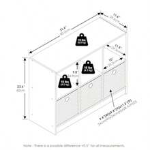 Furinno Básico 3x2 Bookcase Storage con contenedores Roble francés/Negro - Roble francs gris/negro. - Ver 3