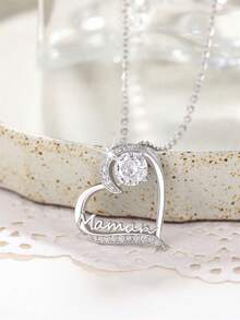 Colar com pingente de luxo em zircônia cúbica para adolescentes, ideal para aniversários, Dia das Mães e outras ocasiões especiais. Perfeito para presentear em aniversários e festas de aniversário. - Branco - Ver 2