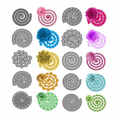 Molde de corte de flor en espiral 3D, molde de flor de papel en miniatura con plantilla en relieve de hoja, adecuado para scrapbooking, tarjetas de cumpleaños y creación de manualidades
