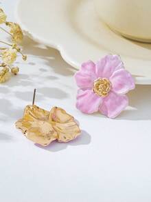 一对时尚复古精致粉色花朵耳环，优雅高端女士耳环，适合日常佩戴、节日、约会、宴会、度假、婚礼等场合，也是一份贴心的母亲节礼物。 - 粉色 - 查看 4