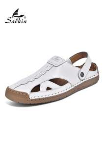 Salkin 男士休闲凉鞋，夏季户外沙滩拖鞋，两用透气防滑徒步休闲凉鞋 - 白色 - 查看 6