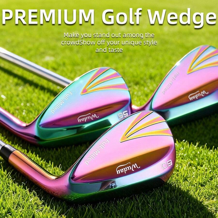 WUDAY Rainbow Men's Right-Handed Golf Sand Trap/Lob Wedge: Professional Sand Trap/Lob Wedge, Stainless Steel Material, 52°-60°, Quickly Reduce Strokes In Short Distance Competitions, Help You Swing Like A Professional Player. - Multicolor - View 1