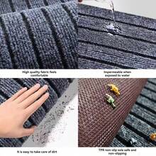 1 pieza Alfombra de pasillo con respaldo de goma, alfombra de área antideslizante lavable para interiores/exteriores para entrada y balcón - Gris - Ver 7