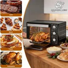 SUPERLEX 20L Oven Bbq Gril, Microwave Oven, 6 Power Levels, Equipped With A 60-Minute Timer And Automatic Power Off Function, A Toaster Oven With Adjustable Temperature From 100°C To 230°C,  Touch Handle Design, A Hot Air Fryer, And A 1200W Electric Oven Suitable For Kitchen Roast Chicken, French Fries, Toast, And Hamburgers - 英規插(220-240V) - 查看 6