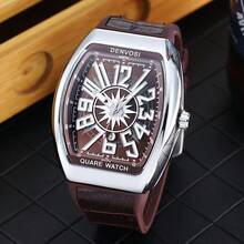 Men's Starry Sky Barrel Luxury Watch With Silicone Strap - Mocha Brown - View 5