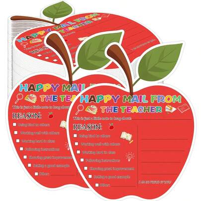 50 tấm thẻ khen thưởng hành vi tích cực hình quả táo, bưu thiếp động viên dành cho giáo viên, phụ huynh, trường mầm non, mẫu giáo, tiểu học.