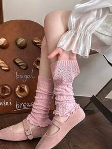 1双日式芭蕾蕾丝边腿套，镂空菱形蕾丝边设计，适合玛丽珍鞋/芭蕾舞鞋，春秋季叠穿修饰腿型，温柔浪漫的法式风格，时尚百搭。 - 彩色 - 查看 2