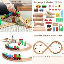 New Wooden Train Set For Toddler With Double-Side Train Tracks Fits Brio Thomas Melissa And Doug Wood Toy Train For 3 4 5 Year Old Boys And Girlsghshtddf - SmallTown - View 1