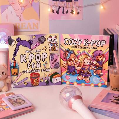 Bộ sách tô màu K-POP dành cho người hâm mộ: Hình ảnh các thần tượng K-POP đáng yêu và cảnh người hâm mộ, lý tưởng cho người hâm mộ K-POP và giúp giảm căng thẳng, món quà hoàn hảo cho mùa cưới và Ngày của Mẹ.