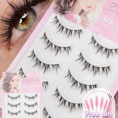  AYRMILLA Slim Natural Eyelashes Come With Tools That Are Easy To Wear And Comfortable.This Eyelashes Are Closer To F Your Eyelashes, Making Them A Natural And Fashionable Accessory For Creating Perfect Natural Eye Makeup. It Is A Must-Have For Beginners In Beauty And Can Be Paired With Various Styles Of Makeup
