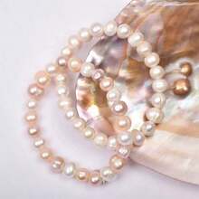 1 Stück 7-8mm natürliche Süßwasserperlen Elastikarmband, zierliches elegantes Armband für den Alltag, Hochzeit, Geschenk für Freundin/Mutter/beste Freundin - Süßwasserperlen - Übersicht 9