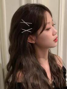 4 Buah Jepit Rambut Wanita Berbentuk X dengan Hiasan Berlian Imitasi, Jepit Rambut Sederhana untuk Wanita, Jepit Poni yang Dapat Disesuaikan, Jepit Samping, Penjepit Rambut, Jepit Rambut Belakang yang Patah, Aksesori Kepala untuk Musim Kembali ke Sekolah, Musim Panas, Liburan, Perjalanan - MultiWarna - View 2