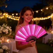 Multi-Color Foldable LED Light Up Short Fan Glowing Handheld Fan Sweet Fairy Cyberpunk Street Style Decor Accessory For Wedding After Party Music Festival Carnival Halloween Stage Tap Belly Traditional Dance Performance & Photo Shooting - View 13