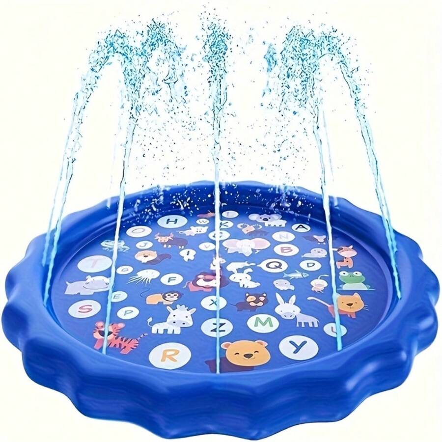 1pc 100.0cm Inflatable Outdoor Pool With Sprinkler, Learning Mat For Letters & Numbers, PVC, Ideal For Summer Backyard Lawn Games, Play Area - 1pc - View 1