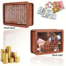 Vintage Money Saving Box, Cash Vault Saving Jar With Target Amount & Number Counter, Money Bank Savings Challenge Box For Adults, 10000 US Dollars Capacity - Màu sáng - Xem 6