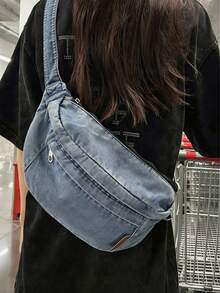 Women Fashion Solid Color Versatile Casual Fanny Pack - 藍色 - 查看 5