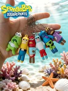 SpongeBob SquarePants 6 Peças Chaveiro Residente Calça Quadrada, Cor e Estilo Aleatórios, Imagem do Irmão Polvo Estrela Grande Calça Quadrada, Pingente de Festa, Pingente de Bolsa de Anime Fofo, Pingente de Telefone Celular, Chaveiro, Pingente Portátil da Moda, Chaveiro, Pingente de Bolsa de Nicho, Acessórios de Alta Qualidade - Multicolorido - Visão 2