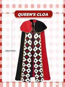 4 pièces/set Costume de Reine adulte en forme de cœur - Comprend une cape, une couronne, des chaussettes et une baguette, tenue royale thème poker. Convient pour Halloween, Noël, cosplay, représentation sur scène, fête à thème, déguisement fantaisie, carnaval - Cadeau de fête idéal pour la famille, les amis et les amateurs de théâtre - Multicolore - Voir 12