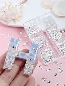 夏季海洋铆钉 DIY 工艺配件 闪亮银色海贝壳 海龟 海马 海星 珍珠 闪光环氧树脂填充装饰片 手工珠宝铸造模具用品 - 銀色 - 查看 3