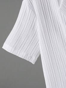 男童褶皱纹理短袖衬衫长裤套装（2件套），休闲装，适合8-12岁儿童，适合派对穿着 - 白色 - 查看 5