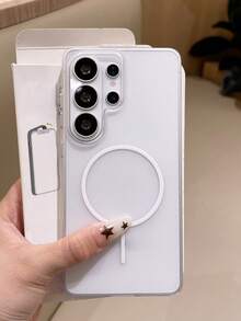 适用于三星 Galaxy S26 Ultra、S25 Ultra、S24、S23 Ultra 的磁吸式半透明磨砂 PC 手机壳，支持磁吸无线充电，防震硬壳 - 白色 - 查看 5