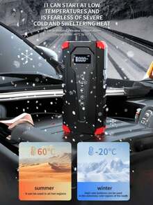 5000A 150PSI Car Jump Starter With Air Compressor, 12V Portable Car Battery Starter With Jump Cables, LCD Display And LED Flashlight - Multicolor - View 9