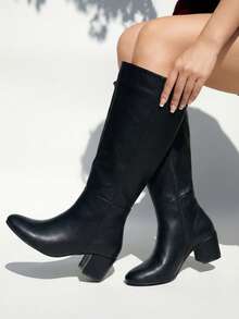 Botas para dama Tacón bajo Clásicas Formales - Negro - Ver 2