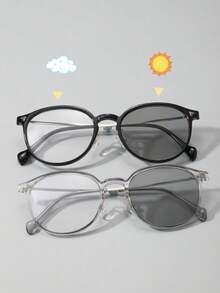 Dois pares de óculos modernos, minimalistas, atemporais e populares, elegantes e estilosos, com lentes que mudam de cor, ideais para atividades de lazer ao ar livre, como acampamentos de verão, golfe, montanhismo, etc., e também excelentes acessórios para férias de verão na praia e viagens ao ar livre. - 2 peças combinação preto e cinza - Ver 1
