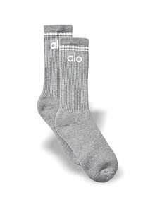 Alo 紧身裤和复古袜子套装 透气柔软弹力好 轻盈高腰 日常瑜伽健身 男女通用 橄榄绿和灰色 W5766r-橄榄绿+A0357U-灰色 - 綠色-Grey - 查看 3