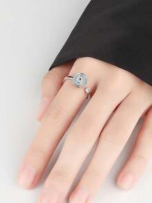 1 chiếc nhẫn xoay hình mắt quỷ có thể điều chỉnh kích thước, nhẫn Zirconia chống lo âu sáng tạo kiểu Châu Âu và Mỹ (số lượng Zirconia ngẫu nhiên) - Màu Bạc Cổ - Xem 4