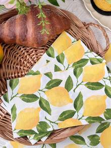 16/32pcs Watercolor Lemon Print Paper Napkins, Size 13X15.7 Inches. Lemon Print Napkins Suitable For Restaurant, Dessert Shop And Party Decoration, Citrus Desktop Decor, Summer Dining Table Setting, Lemon Kitchen Decor, Pool Party, Wedding Party, Birthday Party, Wedding Table Decor, Wedding Decoration, Mother's Day, Summer Gift Packaging Decoration, Suitable For Guest Use - Multicolor - View 7