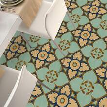 Bohemian Floral Pattern Reinforced Adhesive Thick Matte Peel And Stick PVC Floor/Wall Sticker, Vintage Distressed European Tile Decal For Kitchen, Bathroom, Laundry Room, RV - Ideal For DIY 7.9" X 7.9" - Style A - View 8