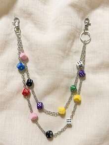 Assorted Color Dice Ball Chain Waist Chain, Punk Y2K Hip Hop Unisex Luxury Accessory, Halloween & Holiday Gift, Random Color Shipped - Multicolor - View 3