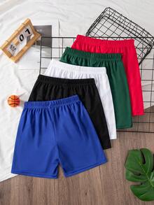 5pcs/Set Casual Sports College Style Vacation English Print Shorts, Suitable For Spring/Summer, Suitable For Daily Casual, Outdoor Activities, Sports Running, Vacation - Multicolor - View 2