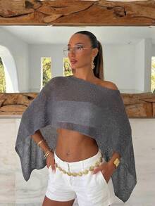 1pc Solid Color Turtleneck Beach Knitted Shawl, Casual And Versatile Women's Scarf Holiday Sunscreen Shawl, Elegant And Simple Beach Dress, Suitable For Daily And Outdoor Wear,Festival,Travel - Multicolor - View 10