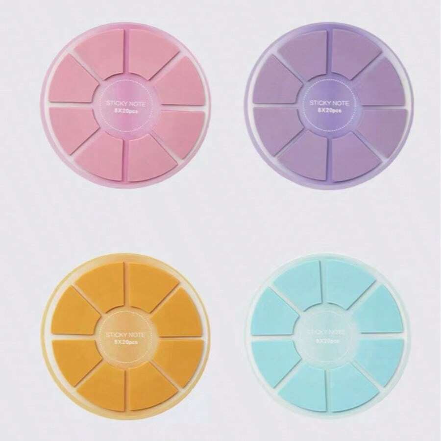 4pcs Cute Round Circular Note Paper Set. 8 Parts, A Total Of 160 Sheets (20 Sheets Per Part). Soft Color Index Labels, Suitable For Note-Taking, Journaling, File Classification And Office Organization. Ideal Gift For Students, Stationery Enthusiasts And Office Workers. - one-size - View 1