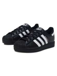 Adidas Originals男女大童鞋2026新款SUPERSTAR II J經典貝殼頭低筒板鞋休閒鞋女鞋JH9977 - 黑色 - 查看 2