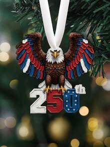 250e anniversaire, décoration suspendue en acrylique 2D d'un aigle chauve, décoration suspendue pour le 250e anniversaire des États-Unis, décoration pour la fête de l'indépendance, décoration de fête à la maison, cadeau patriotique - Multicolore - Voir 5